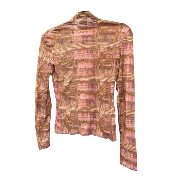 Paloma Wool Cometa Top Long Sleeve Dark Pink Abstract Swirl Print Size Small - Picture 6 of 14